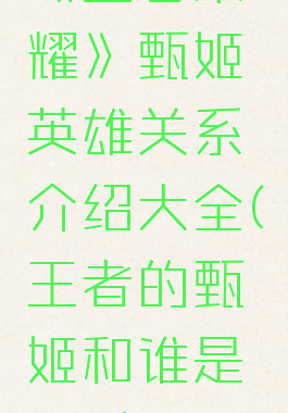 《王者荣耀》甄姬英雄关系介绍大全(王者的甄姬和谁是一对)