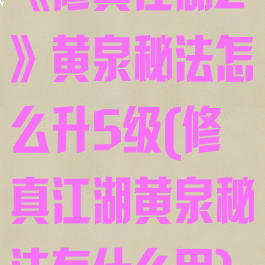 《修真江湖2》黄泉秘法怎么升5级(修真江湖黄泉秘法有什么用)