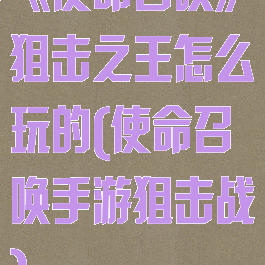 《使命召唤》狙击之王怎么玩的(使命召唤手游狙击战)