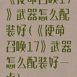 《使命召唤17》武器怎么配装好(《使命召唤17》武器怎么配装好一点)