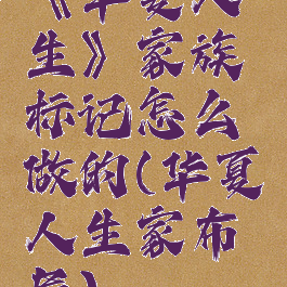 《华夏人生》家族标记怎么做的(华夏人生家布局)