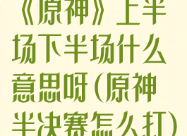 《原神》上半场下半场什么意思呀(原神半决赛怎么打)