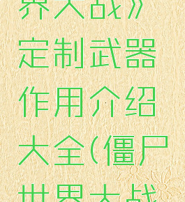 《僵尸世界大战》定制武器作用介绍大全(僵尸世界大战武器装备)