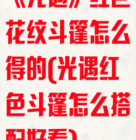 《光遇》红色花纹斗篷怎么得的(光遇红色斗篷怎么搭配好看)