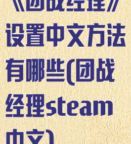 《团战经理》设置中文方法有哪些(团战经理steam中文)