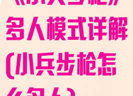 《小兵步枪》多人模式详解(小兵步枪怎么多人)