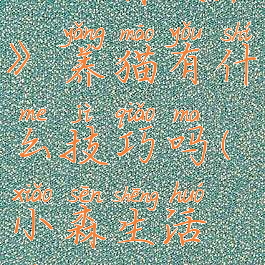 《小森生活》养猫有什么技巧吗(小森生活喂猫攻略)