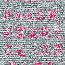 《巫师3:狂猎》极品熊套装属性怎么选(巫师3顶级熊套)