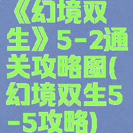《幻境双生》5-2通关攻略图(幻境双生5-5攻略)