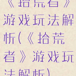 《拾荒者》游戏玩法解析(《拾荒者》游戏玩法解析)