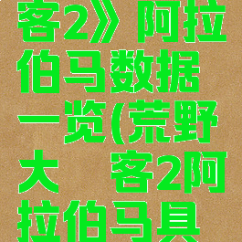 《荒野大镖客2》阿拉伯马数据一览(荒野大镖客2阿拉伯马具体位置)