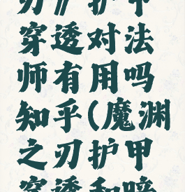 《魔渊之刃》护甲穿透对法师有用吗知乎(魔渊之刃护甲穿透和暗影穿透)