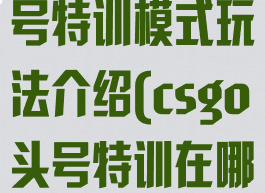 《csgo》头号特训模式玩法介绍(csgo头号特训在哪里玩)