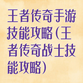 王者传奇手游技能攻略(王者传奇战士技能攻略)