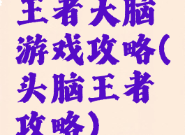 王者大脑游戏攻略(头脑王者攻略)