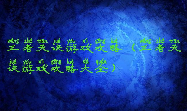 王者天诀游戏攻略(王者天诀游戏攻略大全)