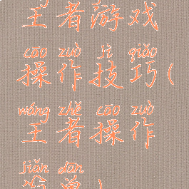 王者游戏操作技巧(王者操作简单)