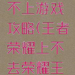 王者荣耀不上游戏攻略(王者荣耀上不去荣耀王者)