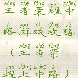 王者荣耀中路游戏攻略(王者荣耀上中路)