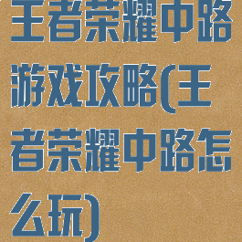 王者荣耀中路游戏攻略(王者荣耀中路怎么玩)