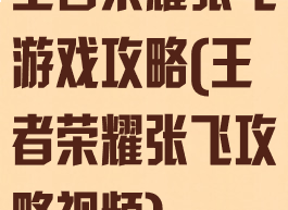 王者荣耀张飞游戏攻略(王者荣耀张飞攻略视频)