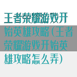 王者荣耀游戏开始英雄攻略(王者荣耀游戏开始英雄攻略怎么弄)