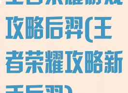 王者荣耀游戏攻略后羿(王者荣耀攻略新手后羿)