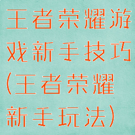 王者荣耀游戏新手技巧(王者荣耀新手玩法)
