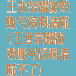 王者荣耀游戏账号资料清除(王者荣耀游戏账号资料清除不了)
