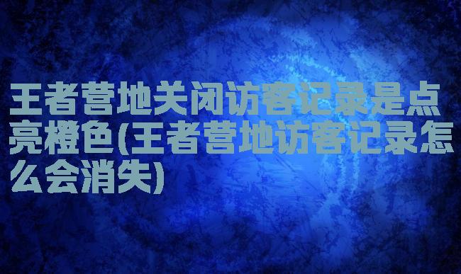 王者营地关闭访客记录是点亮橙色(王者营地访客记录怎么会消失)