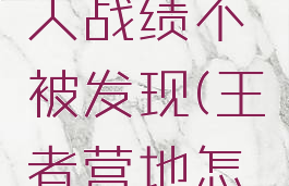 王者营地怎么查别人战绩不被发现(王者营地怎么查看别人)