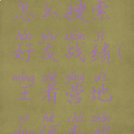 王者营地怎么搜索好友战绩(王者营地如何查找好友战绩)