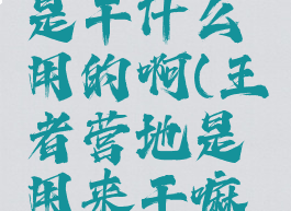 王者营地是干什么用的啊(王者营地是用来干嘛的)