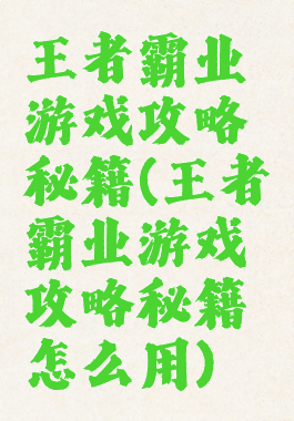 王者霸业游戏攻略秘籍(王者霸业游戏攻略秘籍怎么用)