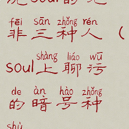 玩soul的无非三种人(soul上聊污的暗号种数)