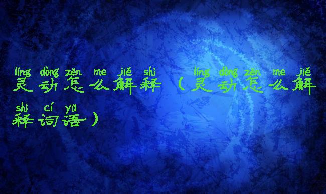 灵动怎么解释(灵动怎么解释词语)