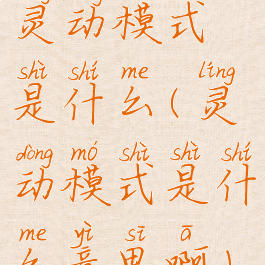 灵动模式是什么(灵动模式是什么意思啊)