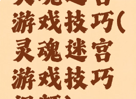 灵魂迷宫游戏技巧(灵魂迷宫游戏技巧视频)