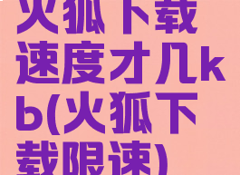 火狐下载速度才几kb(火狐下载限速)