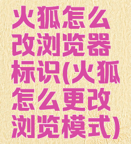 火狐怎么改浏览器标识(火狐怎么更改浏览模式)