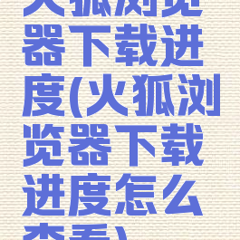火狐浏览器下载进度(火狐浏览器下载进度怎么查看)