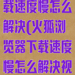 火狐浏览器下载速度慢怎么解决(火狐浏览器下载速度慢怎么解决视频)
