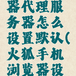 火狐浏览器代理服务器怎么设置默认(火狐手机浏览器设置代理)