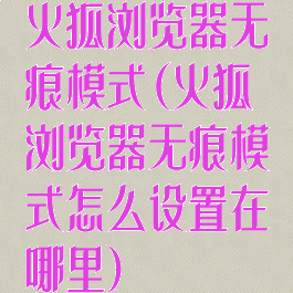 火狐浏览器无痕模式(火狐浏览器无痕模式怎么设置在哪里)