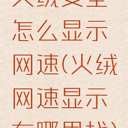 火绒安全怎么显示网速(火绒网速显示在哪里找)