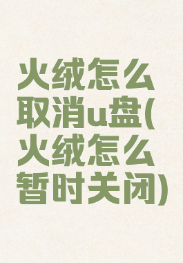 火绒怎么取消u盘(火绒怎么暂时关闭)