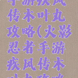 火影忍者手游疾风传木叶丸攻略(火影忍者手游疾风传木叶丸攻略大全)