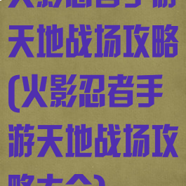 火影忍者手游天地战场攻略(火影忍者手游天地战场攻略大全)