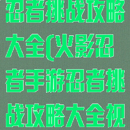 火影忍者手游忍者挑战攻略大全(火影忍者手游忍者挑战攻略大全视频)