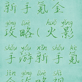 火影手游新手氪金攻略(火影手游新手氪金攻略视频)